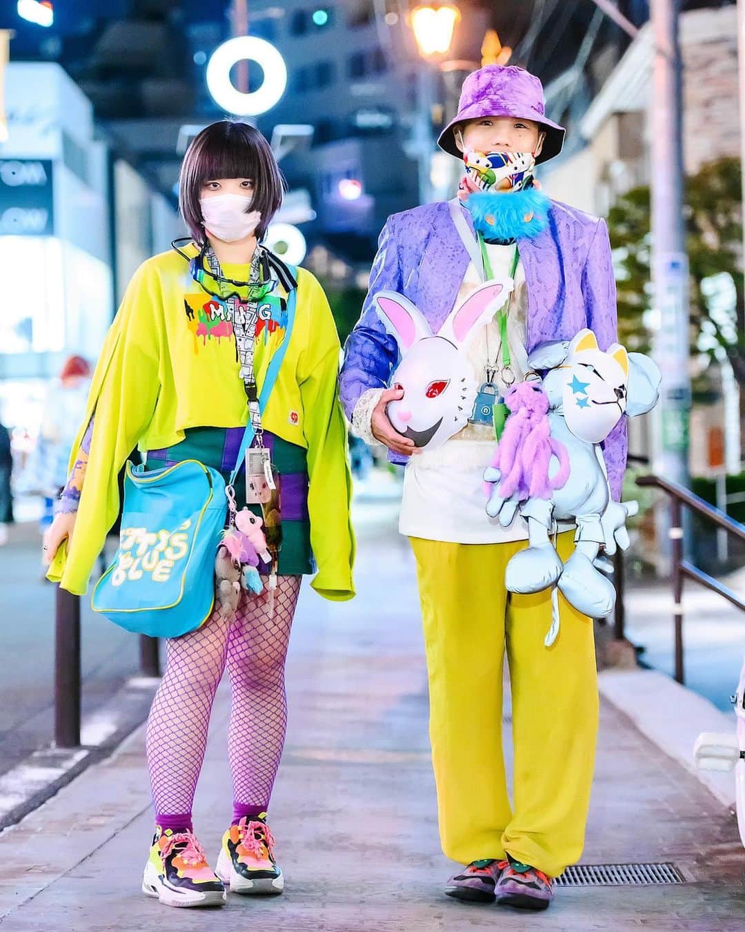 Harajuku Japanさんのインスタグラム写真 - (Harajuku JapanInstagram)「Minatsu (@0372.2) - a Japanese student - and Ryo (@ryo1105212) - an architect - on Cat Street in Harajuku. She's wearing a Mang top, Gameboy, Betty's Blue bag, and Cape Robbin sneakers. He's wearing mostly vintage with an FR2 bunny mask, Codona de Moda, and Balenciaga.」2月9日 5時14分 - tokyofashion
