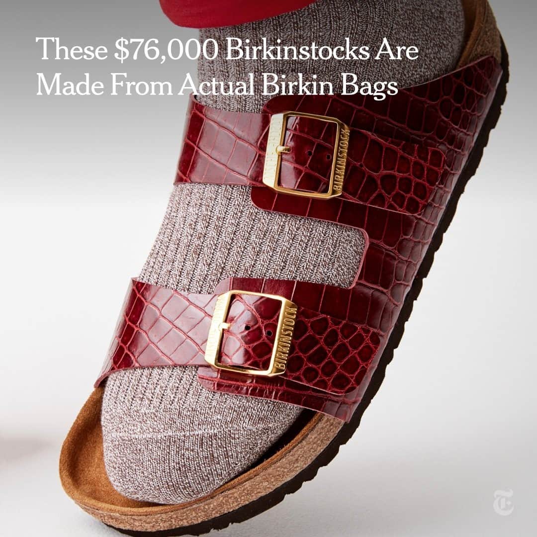 New York Times Fashionのインスタグラム：「MSCHF, the Brooklyn collective that created Nike sneakers with soles filled with holy water, is back at it again: “We’re just sort of fascinated with destroying expensive things and creating something new out of them." Link in bio to read about these $76,000 shoes.」
