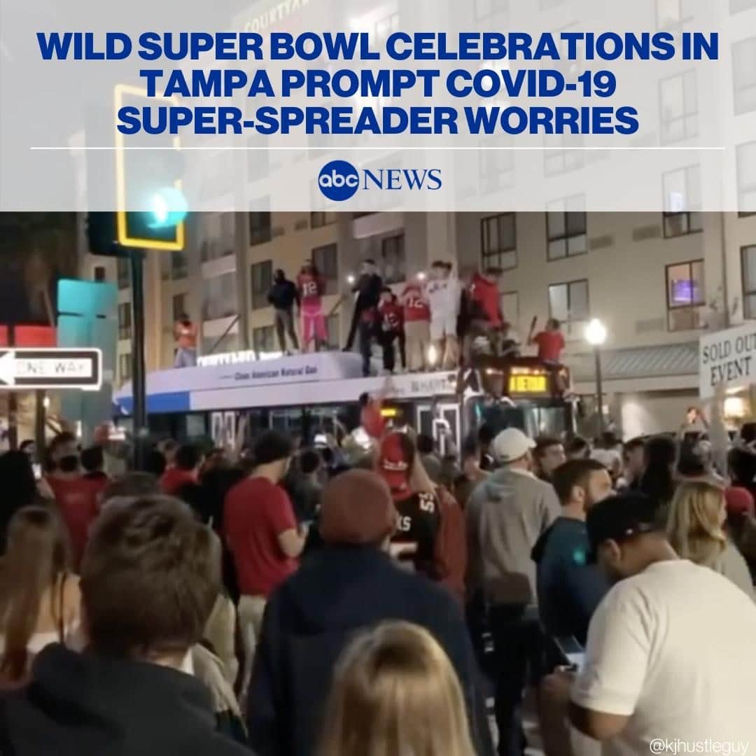 ABC Newsさんのインスタグラム写真 - (ABC NewsInstagram)「Thousands of football fans in Tampa are giving worry to health care professionals who fear the Super Bowl LV celebrations could become a COVID-19 super-spreader event. MORE AT LINK IN BIO.」2月9日 6時22分 - abcnews