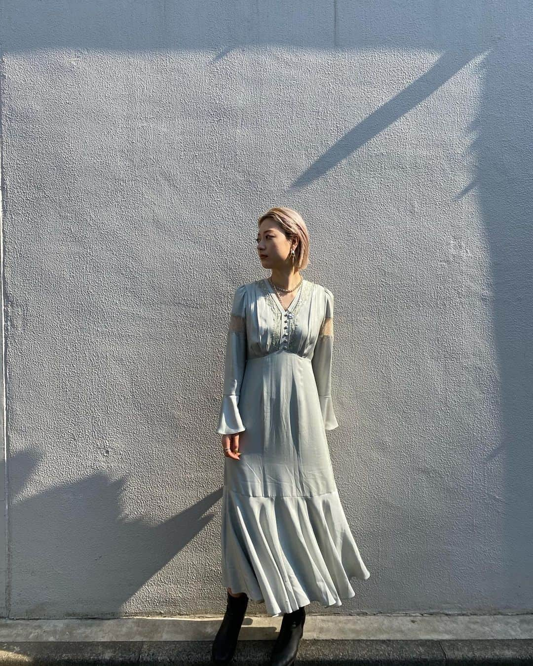 Ameri vintageアメリヴィンテージ　FLARE SATIN DRESS