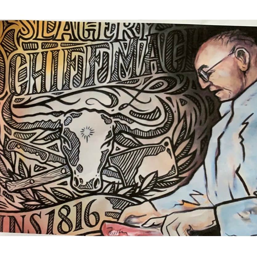アムステルダム・タトゥー・ミュージアムのインスタグラム：「My grandfather the butcher. My family had a butcher store since 1816 when a Schiffmacher got fired from Napoleon’s army after getting wounded and falling in love with the local butchers daughter. On Saturday feb the 13th it all comes sadly to an end. My younger brother had to sell the shop. Pain in my heart #schiffmacher #harderwijk #slagerij  Here is your last chance to get a real piece of meat」