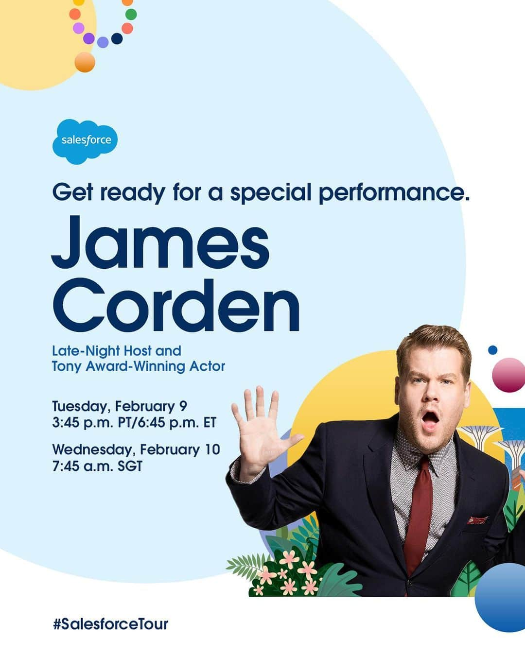 Salesforce さんのインスタグラム写真 - (Salesforce Instagram)「You bring the wifi, we’ll bring the jokes. @J_Corden from The Late Late Show will be bringing all the laughs 😆 to the @Salesforce World Tour.  Join us on the #SalesforceTour February 9. Register at the  link in bio. ➡️」2月9日 6時45分 - salesforce