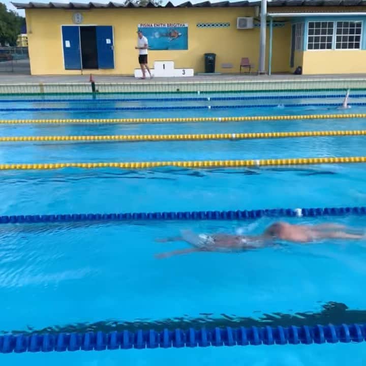 キーラ・トゥサントのインスタグラム：「Working on the 5th stroke this morning 🐬🏊🏼‍♀️ and also some backstroke technique work with my new hand paddles from @arenawaterinstinct #underwaterkicks #teamNL #elkedagbeter #ArenaWaterInstinct」