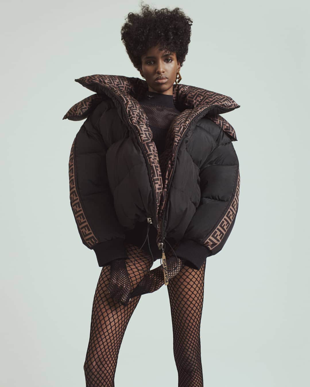Fendiのインスタグラム：「Top coat. Up your outerwear game with a statement #FendiFW20 piece you won’t want to take off – from impeccably tailored silhouettes to fashion’s new favorite: the puffer. See them all at Fendi.com.  Photographer: @yvanfabing Stylist: @giovannidariolaudicina Models: @bibiabdulkadir, Lisa Lu, @brittvdherik_, @zj_zhengjie, @freekiven」