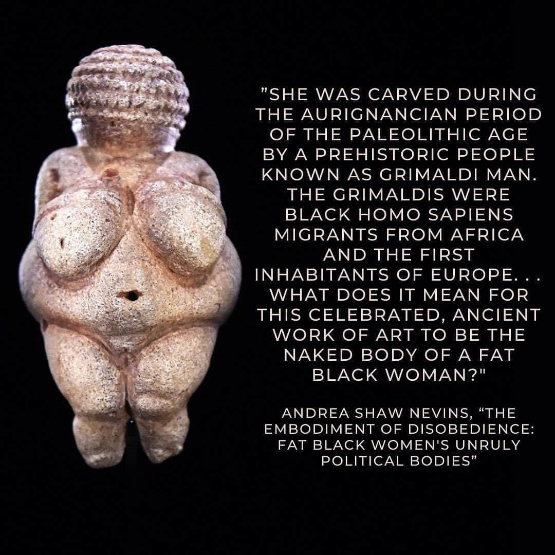 マット・マクゴリーさんのインスタグラム写真 - (マット・マクゴリーInstagram)「Repost from @chairbreaker • Many speculate around the role of the Venus of Willendorf—was she pornography? Was she a fertility goddess? Was she a talisman of good health and beauty? We likely will never know, and I have no interest in projecting contemporary thought onto the statue itself. Regardless of its intent, that it is our figure of a human is meaningful. And I’m incredibly grateful to Black feminist scholars for drawing attention to the integrity of anti-fatness and misogynoir, and anti-fatness and anti-Blackness more broadly. Non-Black & non-Indigenous fat activists need to center Black liberation & Indigenous sovereignty in our activism. These issues are all connected.  [[All slides have an image of the Venus of Willendorf on the left, with text in an all caps and a peach font on the right.]]」2月9日 3時04分 - mattmcgorry