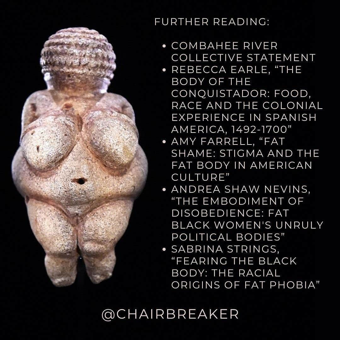 マット・マクゴリーさんのインスタグラム写真 - (マット・マクゴリーInstagram)「Repost from @chairbreaker • Many speculate around the role of the Venus of Willendorf—was she pornography? Was she a fertility goddess? Was she a talisman of good health and beauty? We likely will never know, and I have no interest in projecting contemporary thought onto the statue itself. Regardless of its intent, that it is our figure of a human is meaningful. And I’m incredibly grateful to Black feminist scholars for drawing attention to the integrity of anti-fatness and misogynoir, and anti-fatness and anti-Blackness more broadly. Non-Black & non-Indigenous fat activists need to center Black liberation & Indigenous sovereignty in our activism. These issues are all connected.  [[All slides have an image of the Venus of Willendorf on the left, with text in an all caps and a peach font on the right.]]」2月9日 3時04分 - mattmcgorry