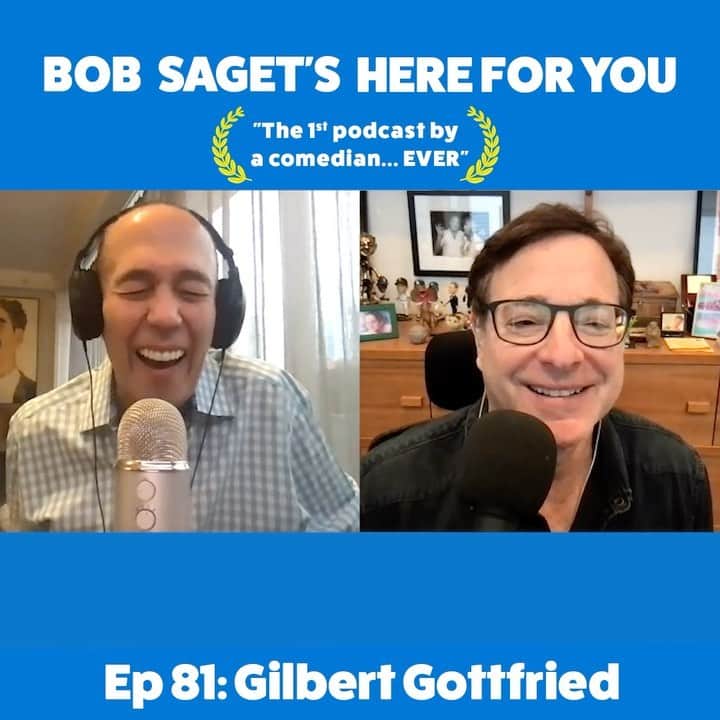 ボブ・サゲットのインスタグラム：「TODAY’S NEW EPISODE with my friend @realgilbert is truly hilarious- A MUST LISTEN if you need a laugh—Titled: “Gilbert Gottfried and Bob Talk About Doing Impressions, Blue Comedy, and His Unusual Problem with Birds.”  Subscribe & Listen at:  apple.co/bobsaget  @ApplePodcasts @iTunes @applemusic @apple @studio71us @studio71uk @studio71fr @studio71it #comedypodcast」