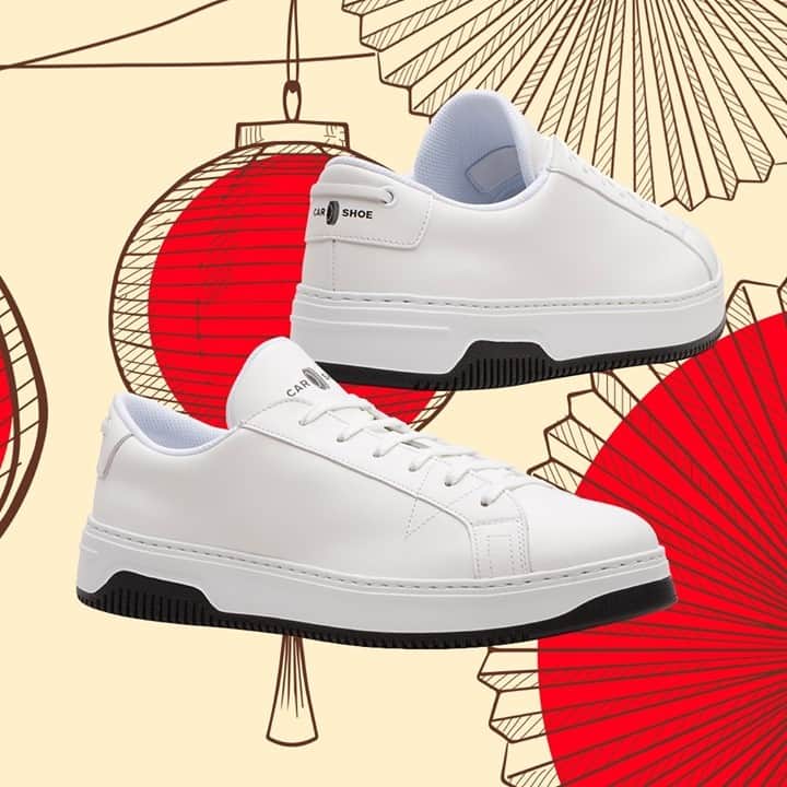 カーシューのインスタグラム：「Celebrate Chinese New Year with @carshoe. Nothing is better than a classic model that blends seamlessly with any outfit, just like our iconic white sneakers for him. Discover our full collection online. #CarShoeStarlight」