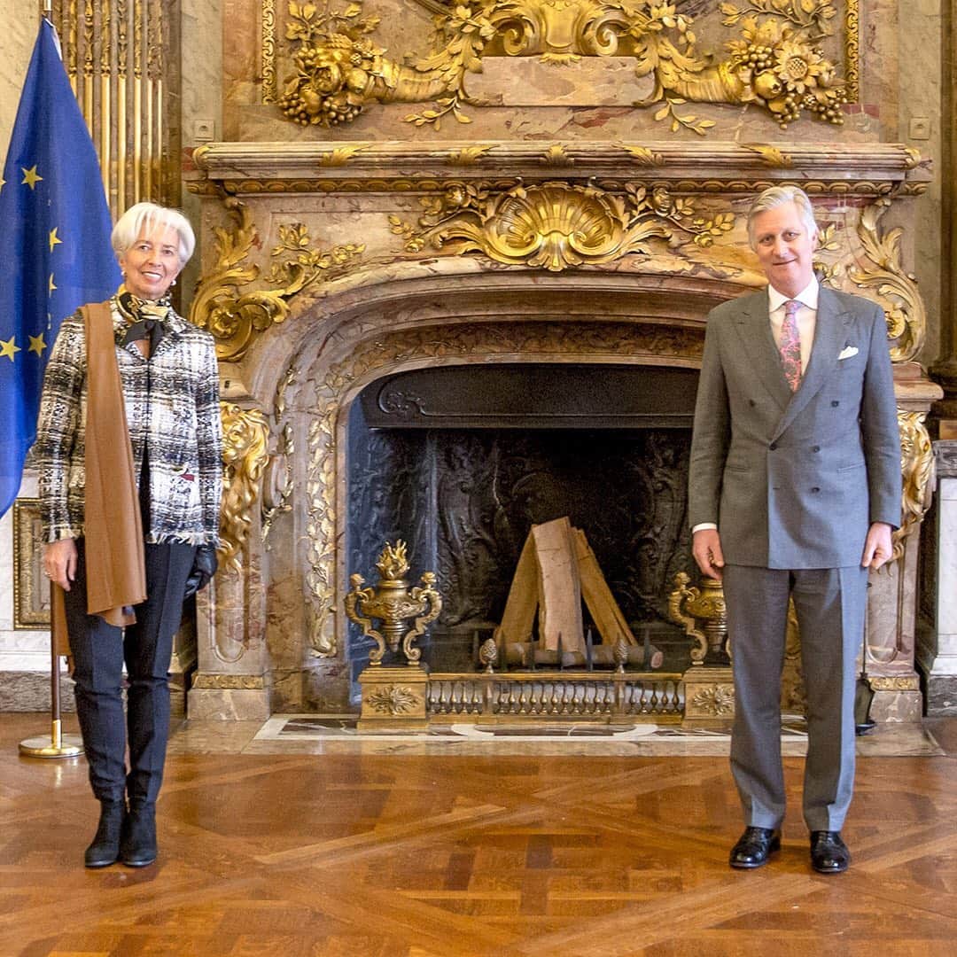 クリスティーヌ・ラガルドのインスタグラム：「It was a pleasure to meet His Majesty King Philippe, King of the Belgians, today at the Royal Palace in Brussels.   📸 by Koninklijk Paleis, Brussel/Palais Royal, Bruxelles/Königlicher Palast, Brüssel/Royal Palace, Brussels」