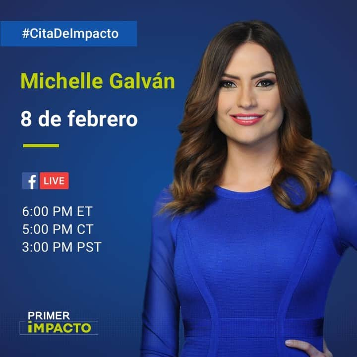 Primer Impactoさんのインスタグラム写真 - (Primer ImpactoInstagram)「Este lunes tendremos una #CitaDeImpacto con @michellegalvantv por #FacebookLive desde la cuenta de Primer Impacto. ⏰ Será a las 6pm ET / 5pm CT / 3pm PT. Te esperamos.」2月9日 3時50分 - primerimpacto