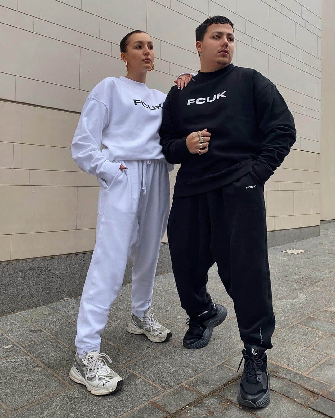 フレンチコネクションのインスタグラム：「One for me, one for you.  Matching sweat sets from the new FCUK athleisure wear collection, as seen on @joannahstyle.   @fcuk #fcuk」
