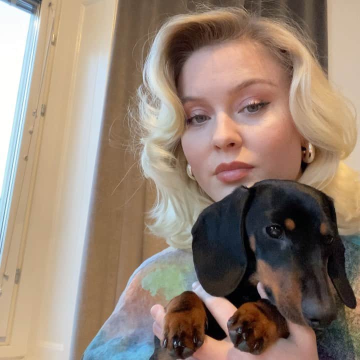 ザラ・ラーソンのインスタグラム：「Hey hey 🐶 sending love from a bad bitch and a dog」