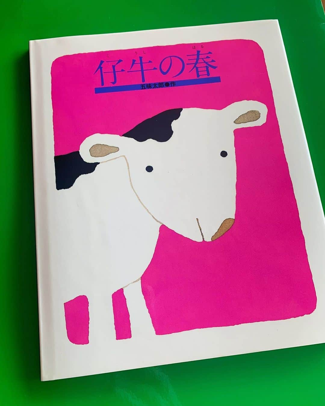 あだちなみのインスタグラム：「📚 この前Eテレで五味太郎さんの特集を見た。 カッコいいなあ。 そして五味さんが話すことはなんか自分の深く奥の方に響く。  そのあとすぐこの本を買った。 これとても好き。  #五味太郎 #仔牛の春 #偕成社」