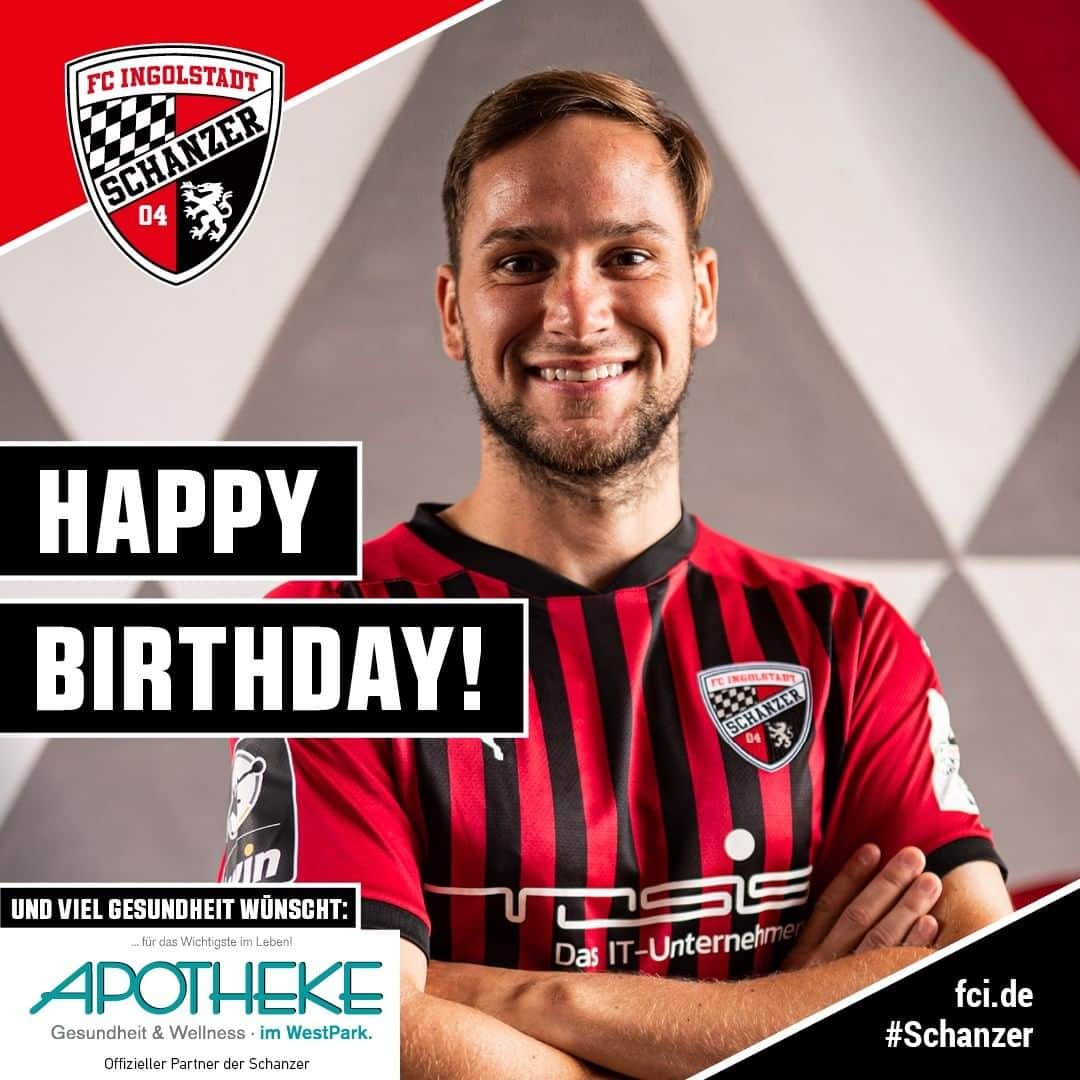 FCインゴルシュタット04のインスタグラム：「ALLES GUTE, HEINI‼️🙌😍 Karrauschen-König, unermüdlicher Antreiber & einfach ein Wahnsinns-Typ: @der.heini wird 29 🎁🎉 Deine #Schanzer & die @apotheke.im.westpark gratulieren dir herzlich 🖤❤️ Bleib gesund und so wie du bist! 😁 . . #happybirthday #birthday #Geburtstag #allesGute #birthdayboy #happy #FCI #FCIngolstadt #Schanzerdassindwir #Schanzerfürimmer #fu3ball #3Liga #zeigtsuns #Ingolstadt #football #soccer #fussball #fußball #FCIngolstadt04 #Familie #einfachkriegstduwoanders #Heinloth #MichaelHeinloth #karrausche #TakeoverKing #Heini」