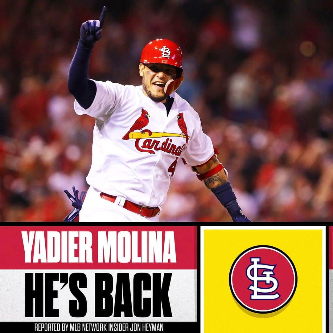 MLBさんのインスタグラム写真 - (MLBInstagram)「Back for his 18th season.  Yadier Molina is reportedly returning to the @Cardinals on a one-year deal, per Jon Heyman.」2月9日 10時25分 - mlb