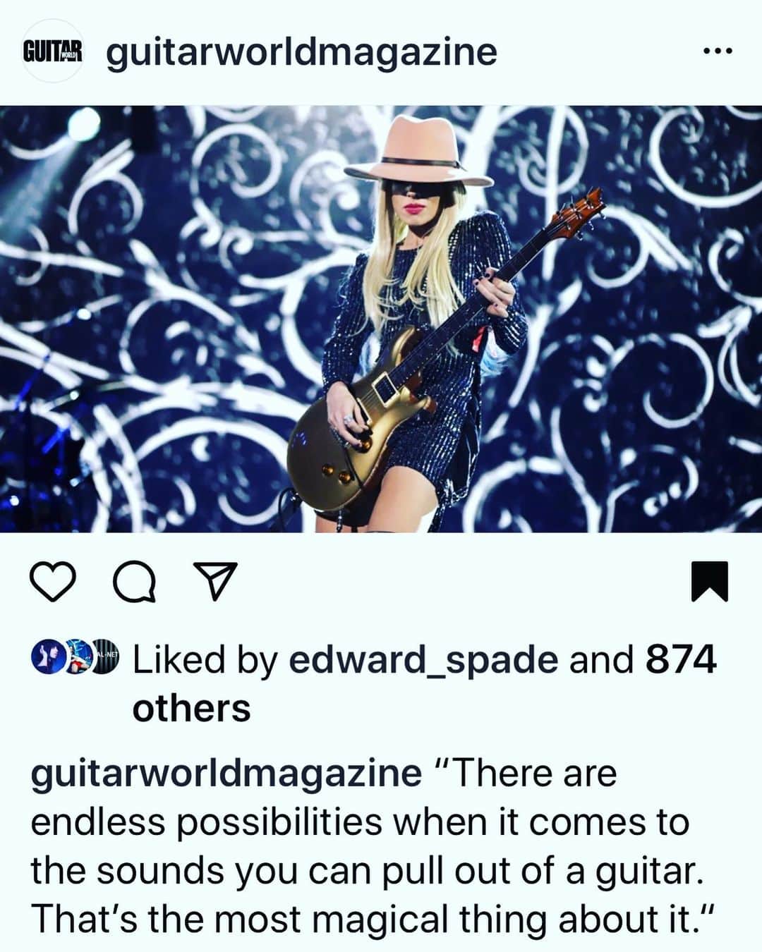 オリアンティさんのインスタグラム写真 - (オリアンティInstagram)「Thank you so much @guitarworldmagazine for your support and article !!! ✌🏻❤️」2月9日 13時58分 - iamorianthi