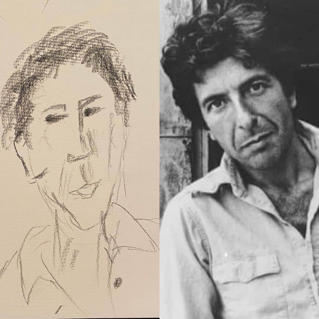 ジョン・ロス・ボウイさんのインスタグラム写真 - (ジョン・ロス・ボウイInstagram)「Was doodling. Thought “wait, who does that look like?” And then boom realized I accidentally drew Leonard Cohen, sort of. As one does.」2月9日 14時13分 - johnrossbowie