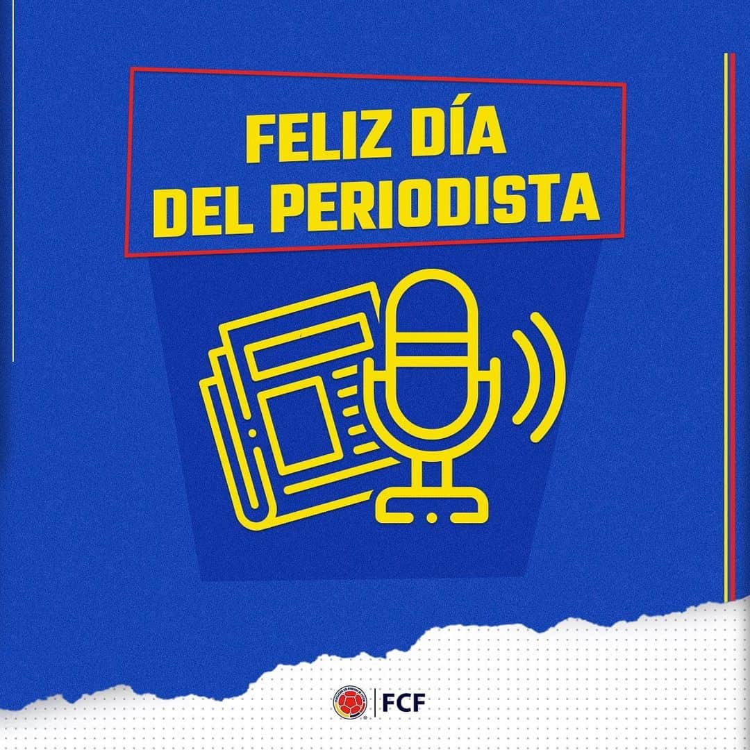 サッカー コロンビア代表チームのインスタグラム：「¡Feliz #DíaDelPeriodista!  Queremos enviarle nuestras felicitaciones a todas las personas que ejercen esta profesión.   Un abrazo de gol 🤗」