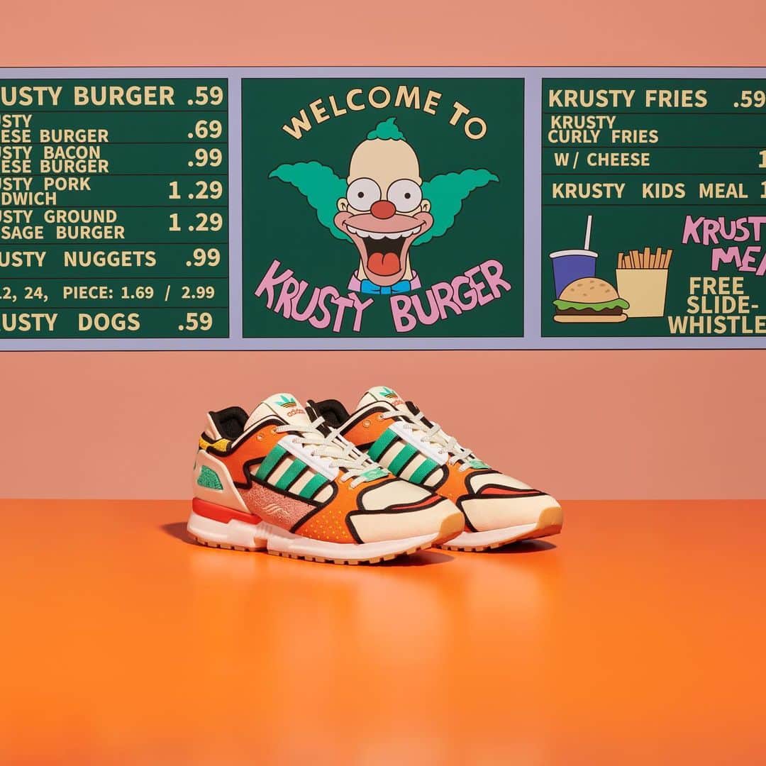 adidas Originalsさんのインスタグラム写真 - (adidas OriginalsInstagram)「Next up in the #AtoZX journey is a homage to Springfield's Krusty Burger. With a multi-color upper and polka dot burger burger bun seeds, the ZX 10000c is fit for any footwear fanatic.   Enter the raffle today on the adidas app and exclusively on Confirmed in the US for a chance to purchase on February 12th.   Available globally on February 12th at adidas.com/A-ZX.」2月9日 18時01分 - adidasoriginals