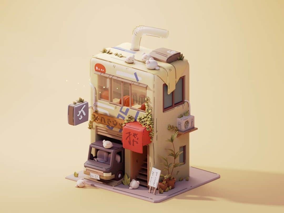 Dribbbleさんのインスタグラム写真 - (DribbbleInstagram)「Milk house by Nguyen Nhut ⠀ ⠀ #dribbble #design #3D #3dart #lowpoly #blender #3Dillustration」2月9日 19時02分 - dribbble