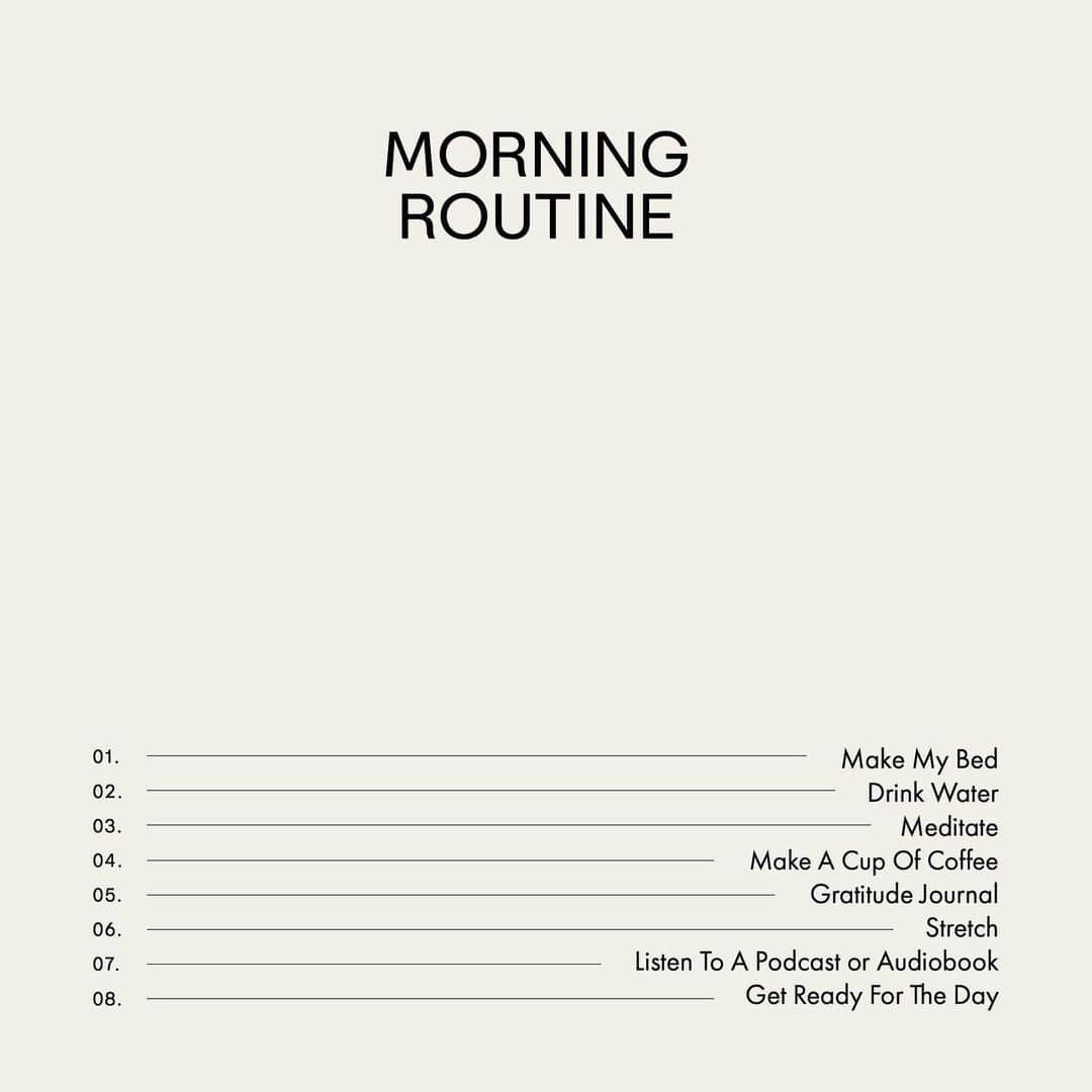 Marianna Hewittのインスタグラム：「made my morning routine into a graphic for you incase you want to save for inspiration — how do you start your day?」