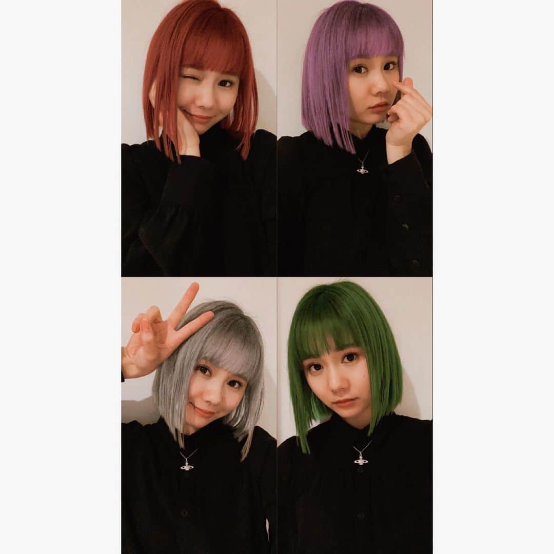 松本慈子のインスタグラム：「* どの、髪色のちかが見たいですか？🍫💗🍨🦖」