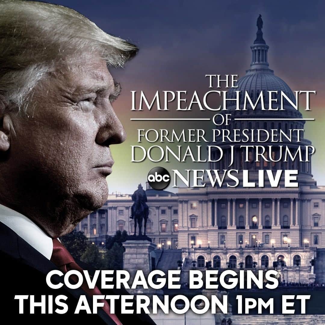 ABC Newsさんのインスタグラム写真 - (ABC NewsInstagram)「TODAY: ABC News has live coverage of former Pres. Trump’s unprecedented second impeachment trial before the Senate.  Tune in to @abcnewslive, starting at 1PM ET for full coverage and analysis.」2月9日 22時00分 - abcnews