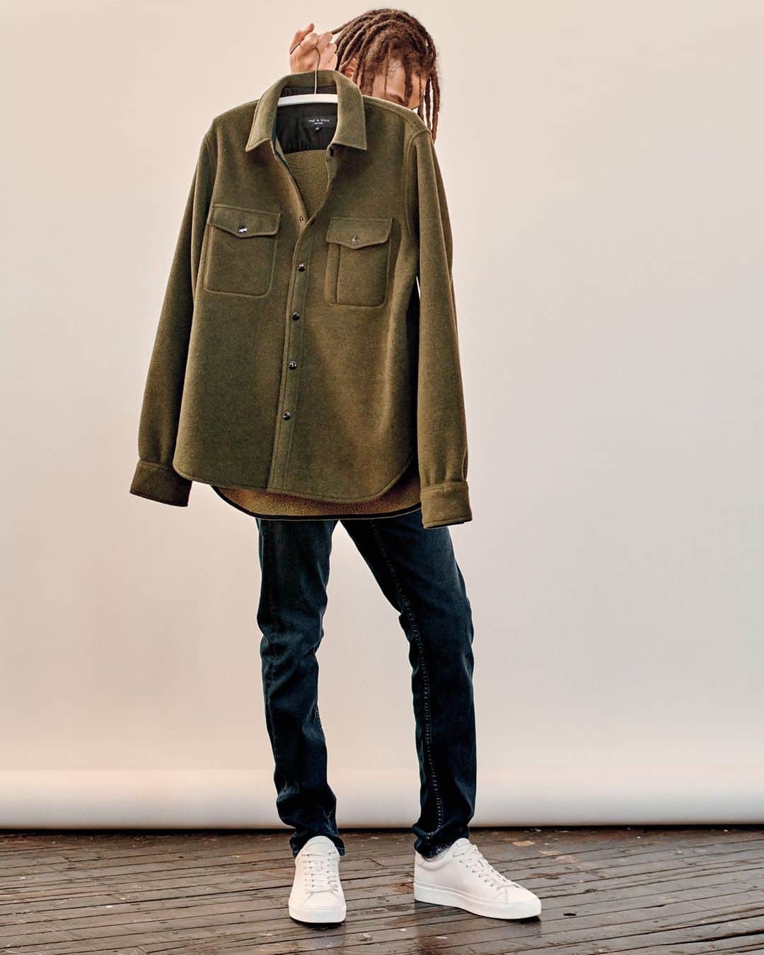 ラグ&ボーンのインスタグラム：「This recycled fleece shirt jacket lined in Italian twill is perfect for when you're already wearing a shirt, but you don't want to wear a jacket.」