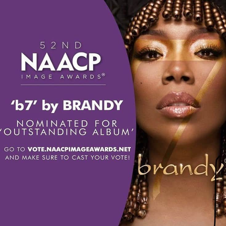 ブランディのインスタグラム：「Go Vote For Brandy For Outstanding Album @naacpimageawards LINK IN BIO ✨💿」