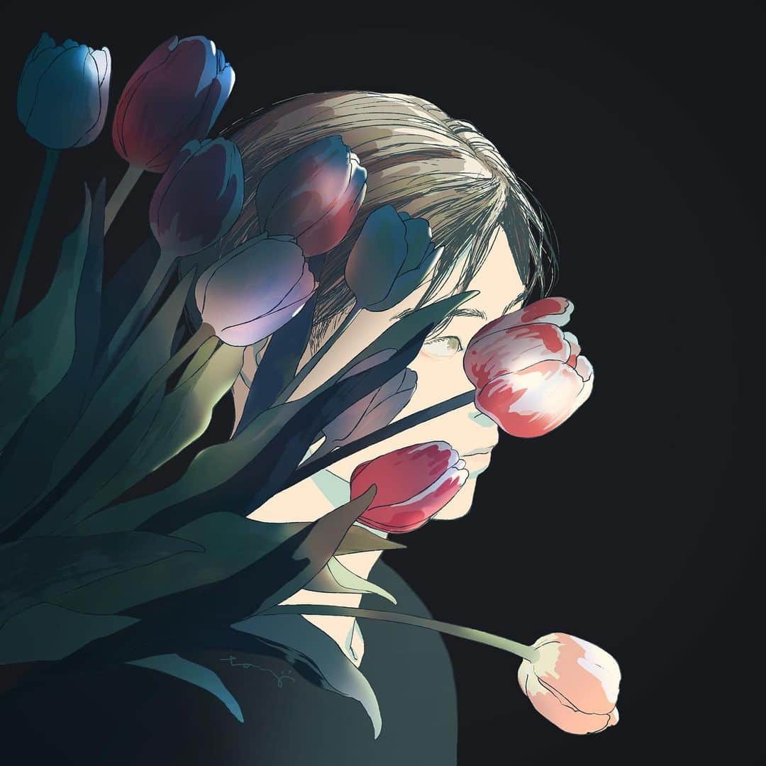 丹地陽子のインスタグラム：「#illustration #tulip」