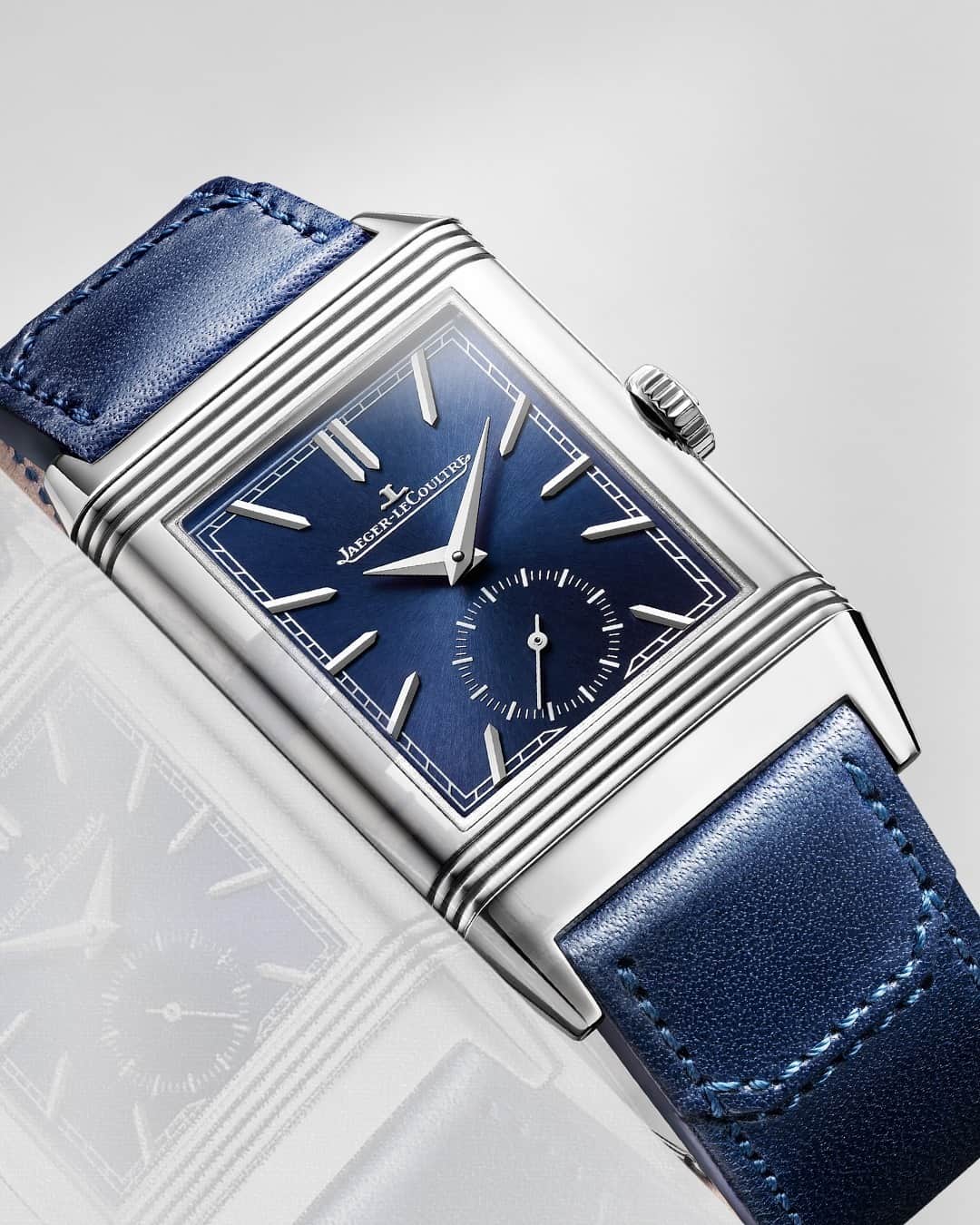 ジャガールクルトのインスタグラム：「Reverso, complementary reflection. #Reverso _ Reverso Tribute Small Seconds _ Echo your better half with a watch imbued with style and tradition, enhanced by a bespoke leather strap, specially designed by celebrated Argentinian bootmaker @CasaFagliano. Could it be the gift of a lifetime? _ #JaegerLeCoultre #Reverso #JLCGift #ValentinesDay #Style #ArtDeco #Icon #HomeofFineWatchmaking #SwissWatch #ValleeDeJoux #Watchmaking #Craftsmanship #SavoirFaire」