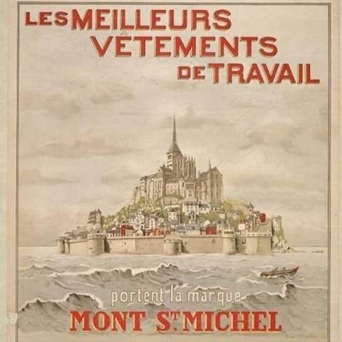 のインスタグラム：「«Les meilleurs vêtements de travail portent la marque Mont St Michel» : tout est dit !  _____  «The best work clothes carry the Mont St Michel brand»: all is said!  #lemontstmichel  #oldadvertising #oldadverts #workwear #workwearstyle  #workwearfashion #reclame #antiqueclothing #frenchworkwear#bleudetravail」