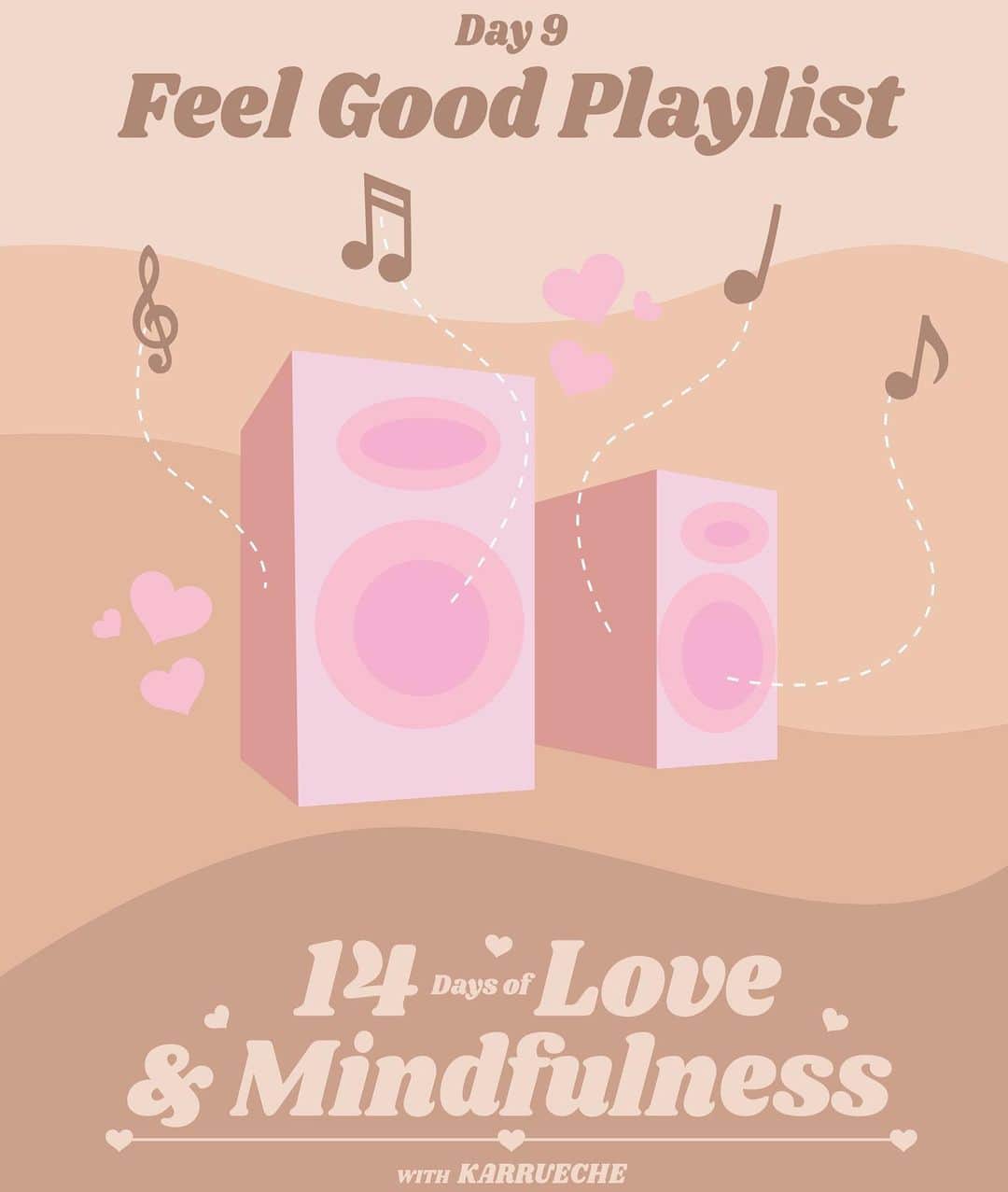 カルーシェ・トランのインスタグラム：「Day 9 of 14 Days of Love & Mindfulness! Curate a playlist that makes you feel good 🤎」