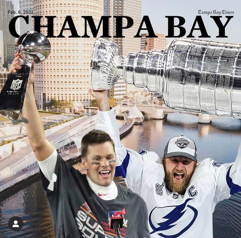 エリン・アンドリューズのインスタグラム：「The GOAT and Our Captain! Champions! This is so awesome @buccaneers @tblightning」