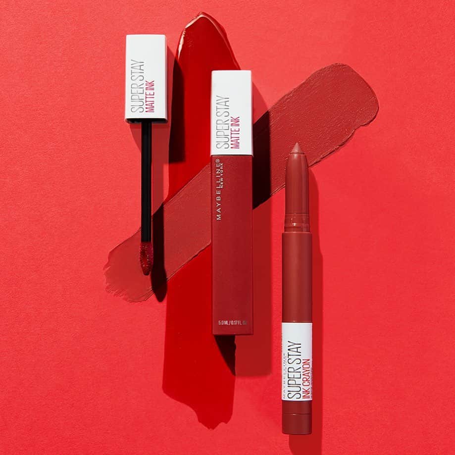 Maybelline New Yorkさんのインスタグラム写真 - (Maybelline New YorkInstagram)「How many #superstaymatteink’s and #superstayinkcrayon’s do you have in your makeup stash? 💋 Our new spiced edition collection includes a variety of reds and terracottas to spice up any makeup look! Shown here: #superstaymatteink in ‘exhilarator’ and #superstayinkcrayon in ‘know no limits’.」2月10日 4時06分 - maybelline