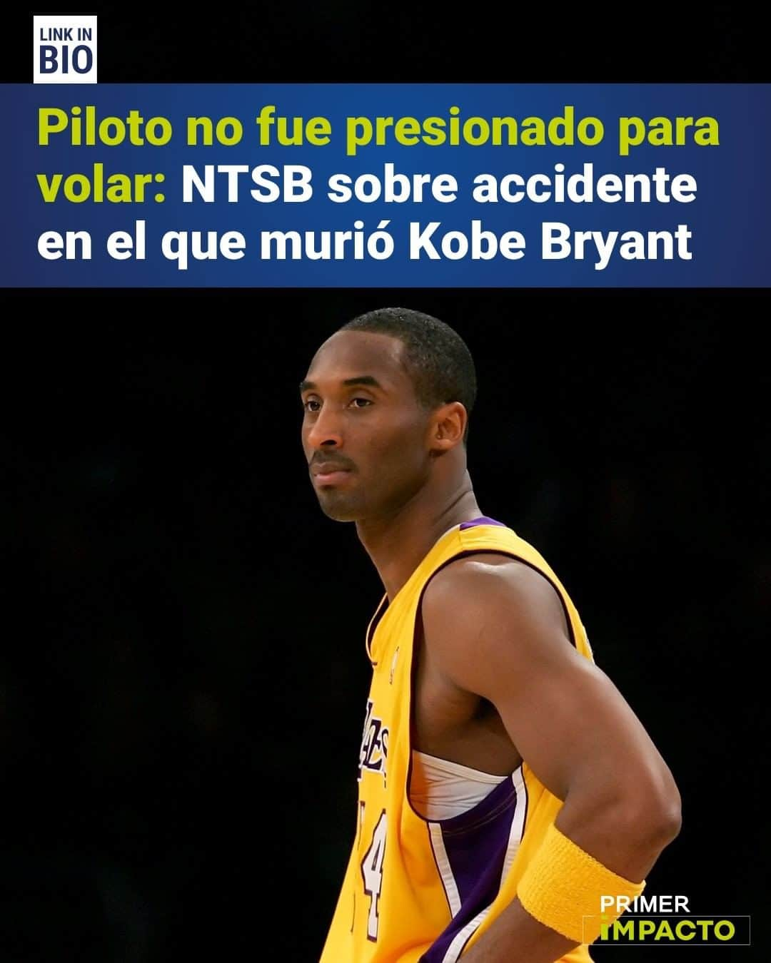 Primer Impactoさんのインスタグラム写真 - (Primer ImpactoInstagram)「Investigadores de la Junta Nacional de Seguridad en el Transporte (#NTSB en inglés) dijeron este martes que el piloto del helicóptero de #KobeBryant voló a través de las nubes en una aparente violación de los estándares federales.  Agregaron que eso probablemente lo habría desorientado justo antes de que el aparato se estrellara y matara a la estrella de la #NBA y a otras ocho personas.  La NTSB datalló que ni el jugador de los #Lakers ni el dueño de la empresa que proveía el servicio presionaron al piloto a volar aquella mañana.   Además, dijeron que las cambiantes condiciones del clima habrían hecho que el helicóptero se desestabilizara súbitamente y que el piloto no realizó el procedimiento de emergencia para obtener ayuda de los controladores de tráfico aéreo.  Más información en el link de nuestra biografía.  #PrimerImpacto.」2月10日 6時32分 - primerimpacto