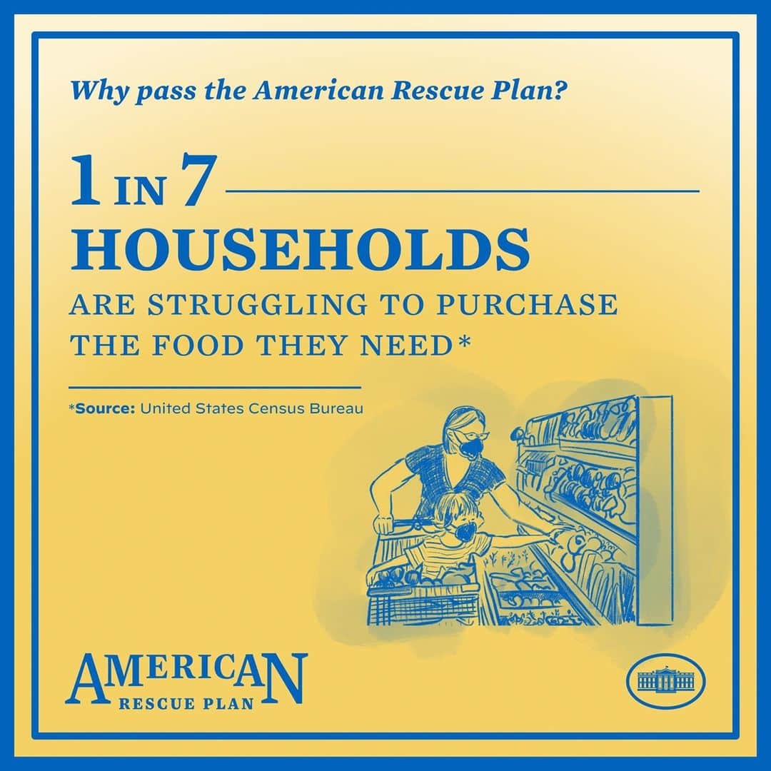 The White Houseさんのインスタグラム写真 - (The White HouseInstagram)「1 in 7 households are struggling to purchase the food they need. The American Rescue Plan will extend and invest in critical food programs to help ensure no one in America goes hungry.」2月10日 7時41分 - whitehouse