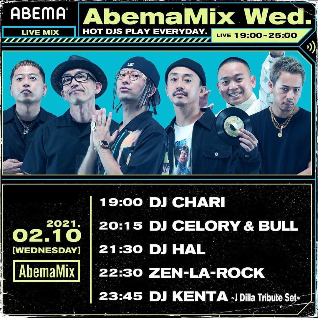 ZEN-LA-ROCKのインスタグラム：「⛷ 今 宵 ⛷ 本日はレコード & CDJ にて22:30から渋谷Abema Towerから生放送です📡  KENTAのDilla SET🧠🙏🏽  是&非」