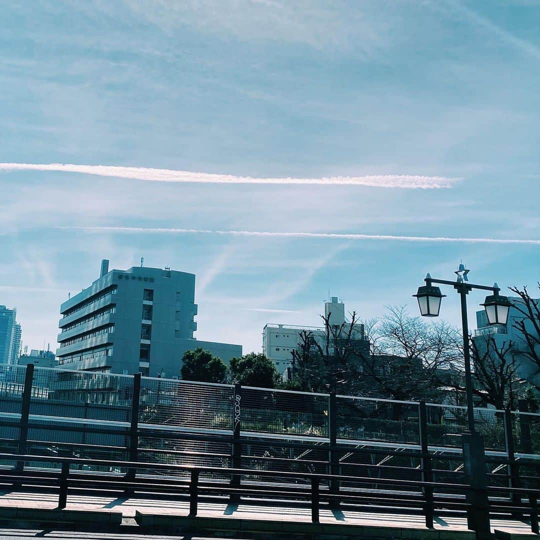 Yoshie Hamaさんのインスタグラム写真 - (Yoshie HamaInstagram)「飛行機雲。 今日は沢山見えた。  #飛行機雲 #長く見える時 #天気が下り坂になりやすいらしい #でも雨降らなかった #空を見上げるのが好き」2月10日 19時12分 - yoshihama0423