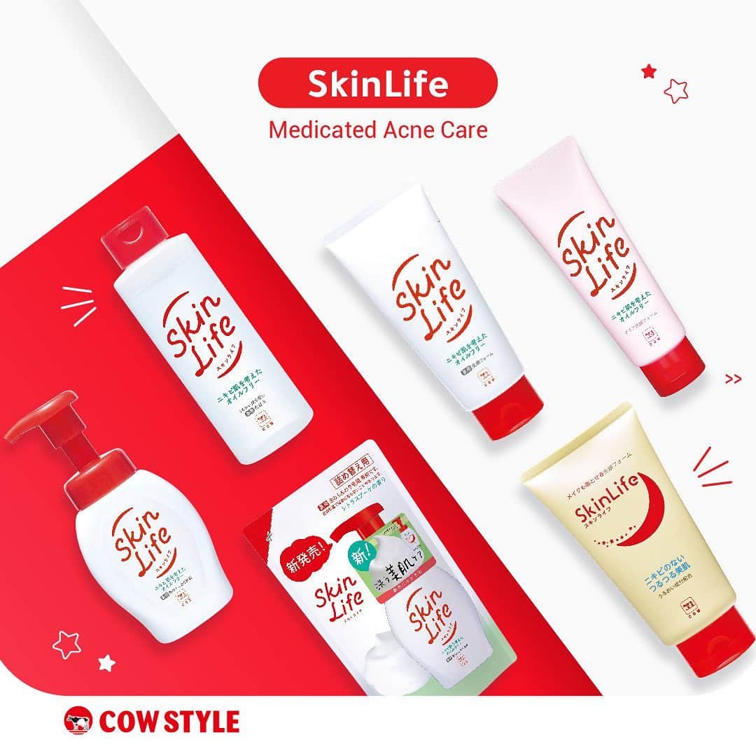 COWSTYLEIDのインスタグラム：「Ucapkan selamat tinggal kepada jerawat! Atasi masalah jerawat dengan serangkaian produk SkinLife dari Cow Style. Geser ke kiri untuk lihat kegunaan dari masing-masing produk SkinLife ya ❤️🤍  Kalau ada yang kurang jelas, tulis pertanyaan kamu di kolom komen ya 😉 Klik link di bio untuk belanja online 👆🏻  #skinlife #cowbrand #cowstyleindonesia #facialfoam #facialwash #facelotion #acnecare #byebyeacne」