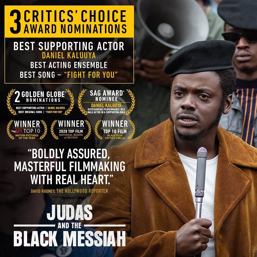 Warner Bros. Picturesさんのインスタグラム写真 - (Warner Bros. PicturesInstagram)「Repost @judasandtheblackmessiahfilm: #JudasAndTheBlackMessiah has been nominated for three #CriticsChoice Awards, including:  @danielkaluuya / Best Supporting Actor Best Acting Ensemble @hermusicofficial “Fight For You” / Best Song」2月10日 11時26分 - wbpictures