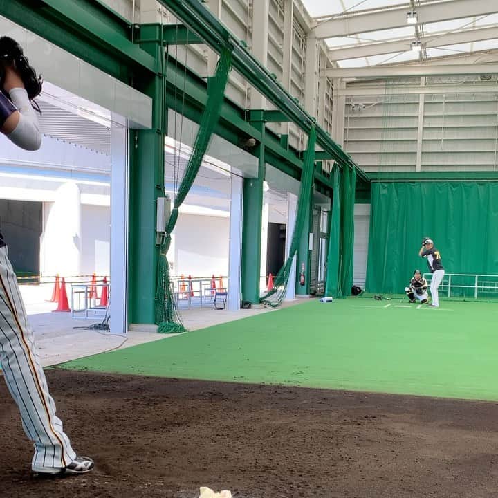 西勇輝のインスタグラム：「後ろからのアングル。 インコースの練習。  インコースは 縦のラインが大事 インコースは縦にラインブレてもいいけど  横ブレだけ気をつける  #阪神タイガース  #西勇輝」