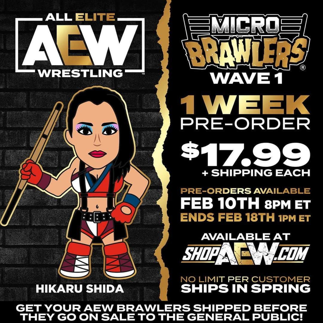 志田光さんのインスタグラム写真 - (志田光Instagram)「#HolyShida MICRO BRAWLERS‼️‼️ pre-order starts  ✨TOMORROW at 8pm EST✨ SHOPAEW.com  志田がちっちゃいフィギュアになりました！！ 先行予約が明日からスタート⭐️ #AEW #hikarushida」2月10日 13時06分 - shidahikaru