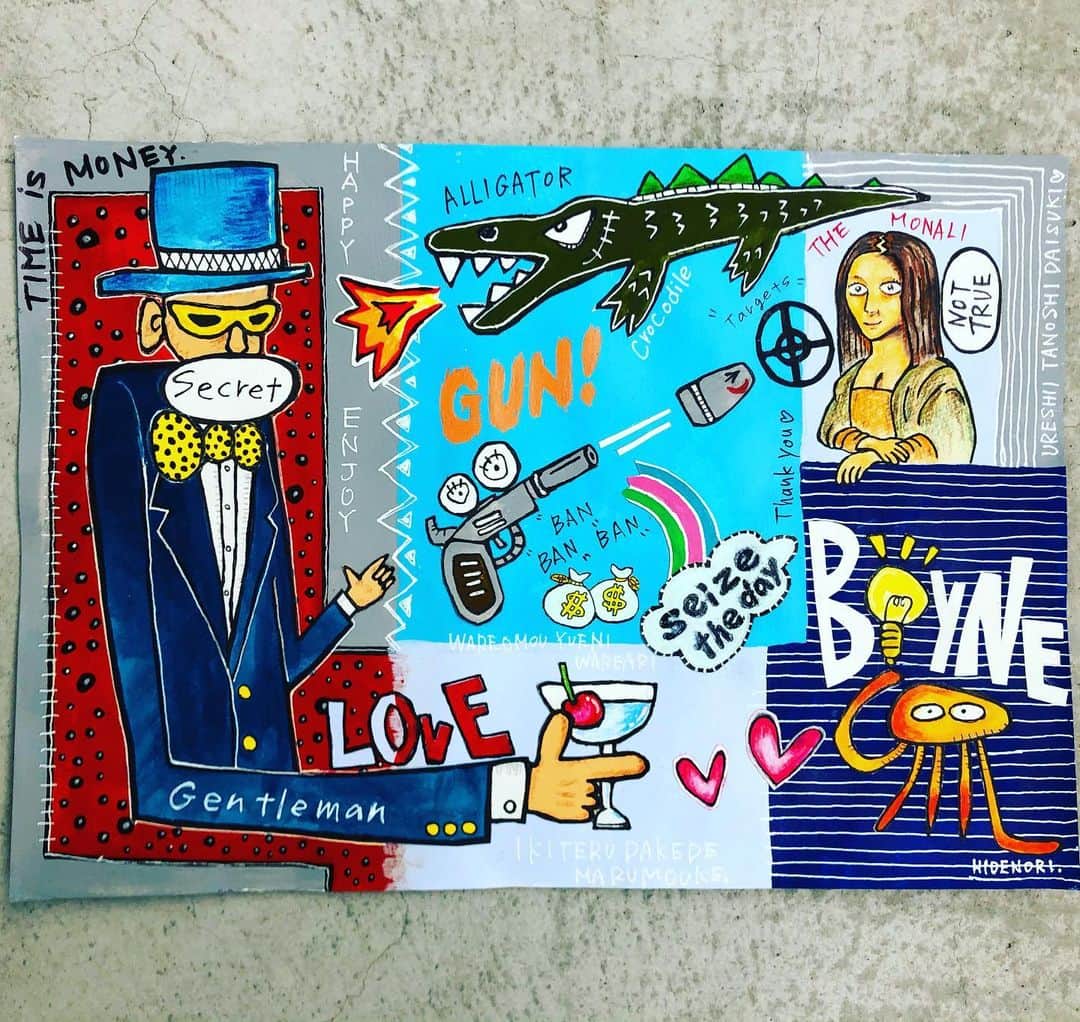 英智のインスタグラム：「《色付き落書き》 前描いたの載せます。  #青山哲士さんみたいに描きたいんじゃ！ #嬉しい楽しい大好き」