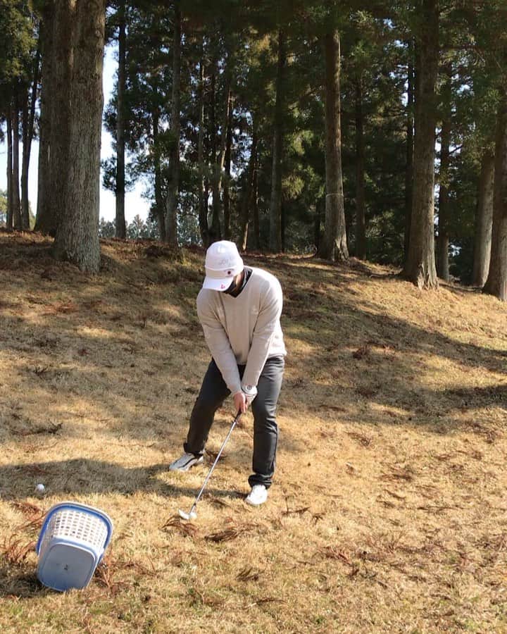のインスタグラム：「秘密の練習場で😂 アプローチとバンカーじっくり練習して〜👏  次の投稿へ続く👉👉  #ゴルフ #ゴルフレッスン #グループレッスン #アプローチ #バンカー #芝生の上から #実践練習 #左足下がりの #難易度高め」