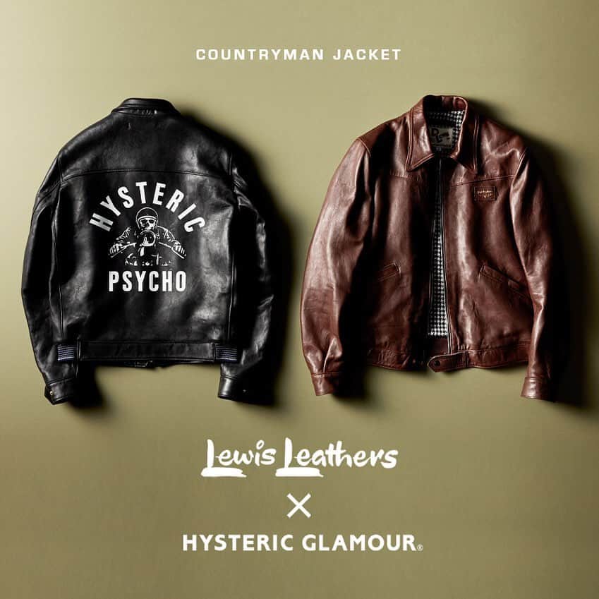 Hysteric Glamourのインスタグラム：「Lewis Leathers × HYSTERIC GLAMOUR別注モデル発売決定！ーーーーーーーーーーーーーーー Lewis Leathers × HYSTERIC GLAMOUR / COUNTRYMAN JACKET（for MEN）_¥220,000 +tax  ーーーーーーーーーーーーーーー バイカーだけではない幅広いユーザーをターゲットとした、週末用のカジュアルジャケットを出自とする「カントリーマン」。今回は、現行品とは異なるディテールをもつ1950年中期の一着をベースにデザイン。 素材には、しっとりと柔らかく、初めて袖を通したときから着心地のいい上質なシープスキンを使用。永く付き合うほどにいっそうカラダへとなじみ、味わい深く妖艶なエイジングを楽しめる。カラーは、精悍で都会的な印象のブラックと、より深みのある表情へと育つブラウンを用意。 ーーーーーーーーーーーーーーー 【商品情報】  今回ご紹介した別注モデルはHYSTERIC GLAMOURの各店舗およびONLINE STOREまたはZOZOTOWNにて販売を予定しております。 ※ONLINE STOREおよびZOZOTOWNでの販売開始は、2月11日(木・祝) 11:00を予定。  #hystericglamour #ヒステリックグラマー #히스테릭글래머  #lewisleathers」