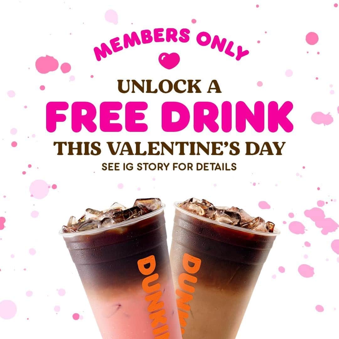 ダンキンドーナツさんのインスタグラム写真 - (ダンキンドーナツInstagram)「Members, here's your chance to earn a FREE beverage reward! 👀  Put your Dunkin 💗 to the test and head to our IG Story/Highlights and play our Dunkin’ trivia game to unlock our secret promo code 🤝  Once you've proven your love, enter promo code in the Offers section of the app, purchase a medium or large espresso drink by 2/14 and earn a FREE Beverage reward. Not a member? Join today!  Offer ends 2/14/2021 or while supplies of Promo Codes last. Limit one free beverage reward per member.」2月11日 4時00分 - dunkin