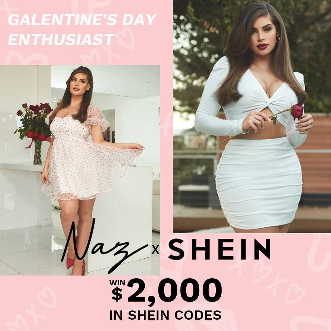 SHEINさんのインスタグラム写真 - (SHEINInstagram)「Roses are red, violets are blue, 🌹 Nazanin's edit is finally here for YOU! @nazaninkavari   What mood are you in this Valentine's Day? Let us know & you might just win some major love from SHEIN! 🛍  How To Enter: 💓 Comment & let us know which Valentine's mood are you? (i.e. Hopeless Romantic, Netflix & chill, etc) 💓 Follow @SHEINofficial & @Nazaninkavari 💓 Tag someone you want to spend Valentine's day with!  ✨ Bonus: For 2x extra entries, share this post to your stories with #NazXSHEIN & @SHEINofficial (so we can see it!)  💖 Prizes:⁠ 20 winners will be selected to win a $100 GIFT CODE! 🛍✨  Giveaway Ends 2/22/2021! Good luck babes!」2月11日 4時01分 - sheinofficial