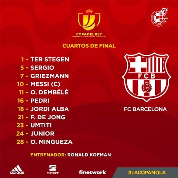 サッカー スペイン代表チームさんのインスタグラム写真 - (サッカー スペイン代表チームInstagram)「🚨 ONCES INICIALES #CopaDelRey  Ya tenemos las alineaciones con las que saltarán al Ramón Sánchez-Pizjuán @sevillafc y @fcbarcelona.  ⏱️ ¡¡A las 21:00 horas arranca el partido!!   #LaCopaMola🏆」2月11日 4時33分 - sefutbol