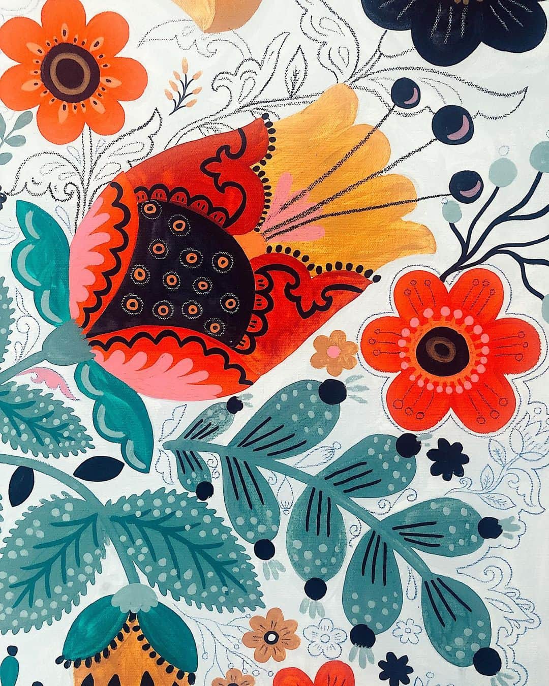 Dinara Mirtalipovaのインスタグラム：「This painting is slowly coming along one little detail at a time」